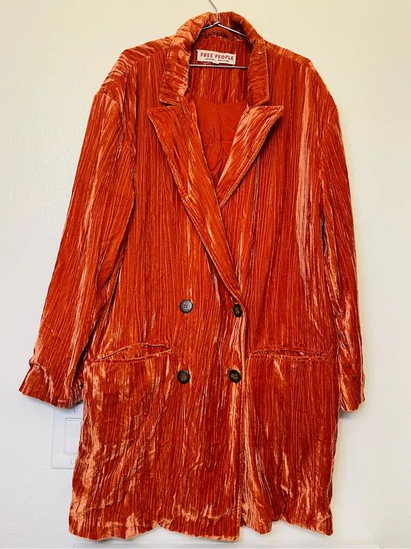 Free‎ People Daria Crinkle Velvet Blazer Size M - Image 5