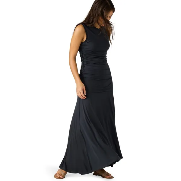 Steve Madden Womens Jace Maxi Dress Large Faded Black Ruched Sleeveless Pullover - Image 5