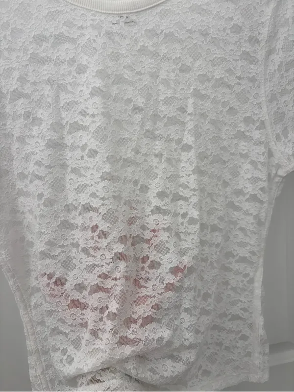 Aerie white lace short sleeve tshirt - Image 2