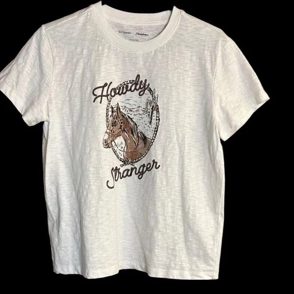Kittenish+Flag & Anthem “Howdy Stranger” Horse, Rope & Cacti White Graphic Tee. - Image 5