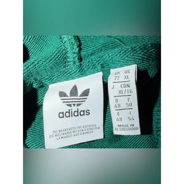 Adidas Green Three Stripe Cropped Cotton Sweater | XL - Image 2