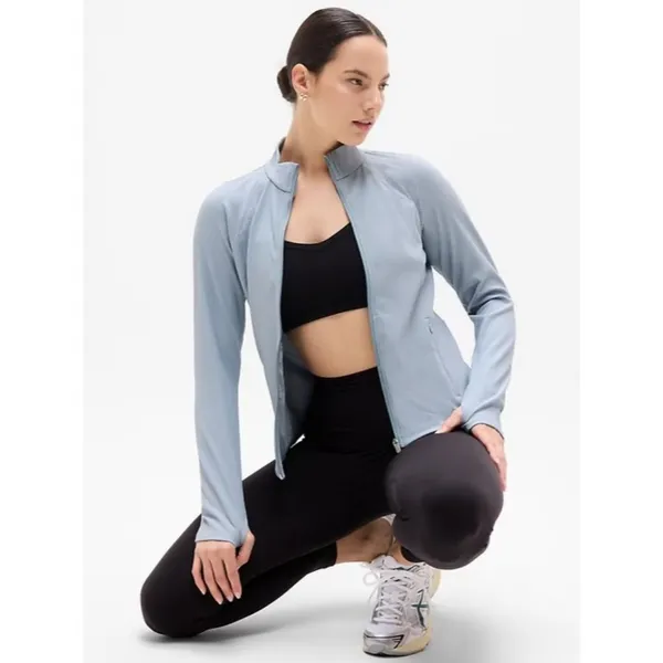 New Athleta M Salutation Ribbed Jacket 2.0 Blue Star Medium - Image 4