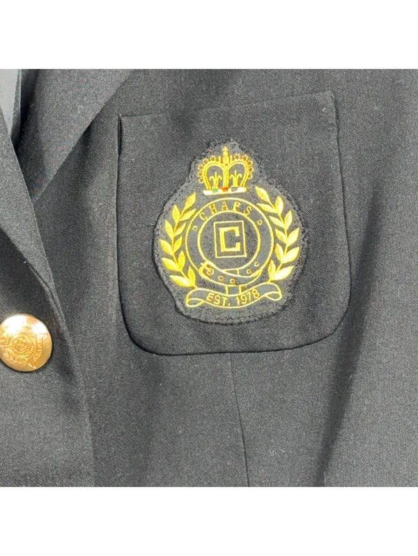 Chaps by Ralph Lauren Black Fitted Blazer with Gold Crest Buttons Size Medium - Image 3