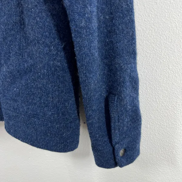 J.Crew Wool Bomber Style Jacket Women's Large‎ Navy Button Front Pocket Coat - Image 4