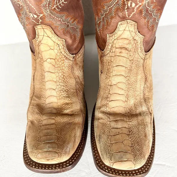 Resistol Ranch Lucchese Women's Genuine Ostrich Leg Cowboy Boots Size 7 Exotic - Image 6