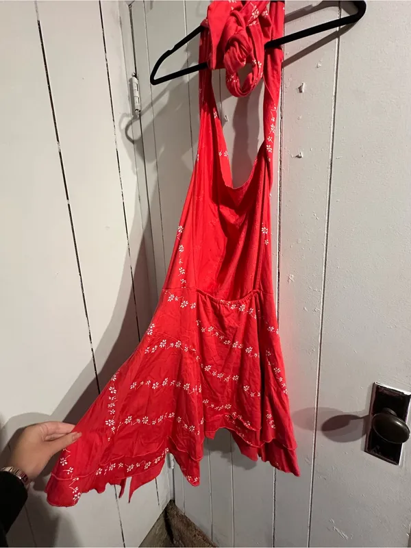 FREE PEOPLE NWT Halter Red Coral Floral Halter Sundress - Image 2