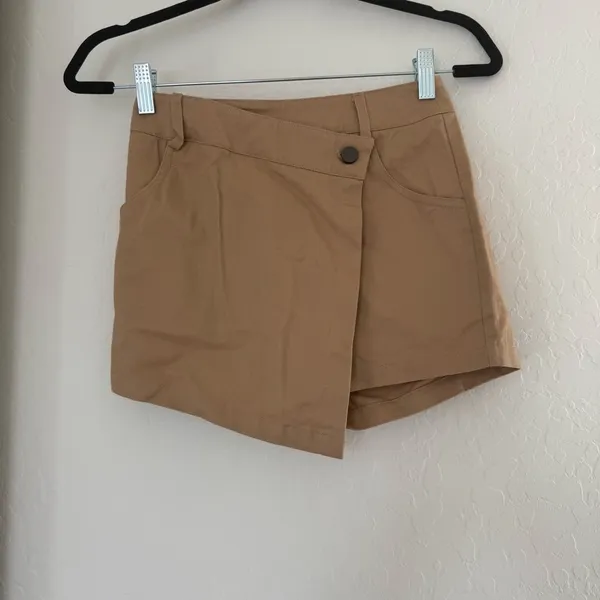 Princess Polly Carter Skort‎ Beige Khaki Mini Skirt Asymmetrical Button Party 0 - Image 3