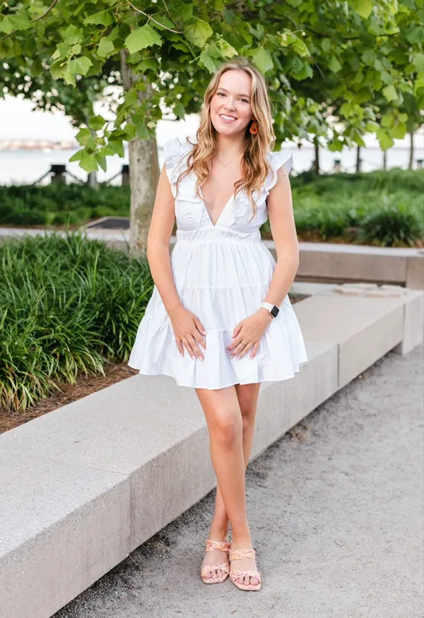 Abercrombie & Fitch White Ruffled Strap Dress - Image 4