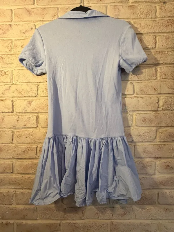 Sky to Moon Blue Ribbed Polo Mini Dress with Ruffle Hem - Image 3