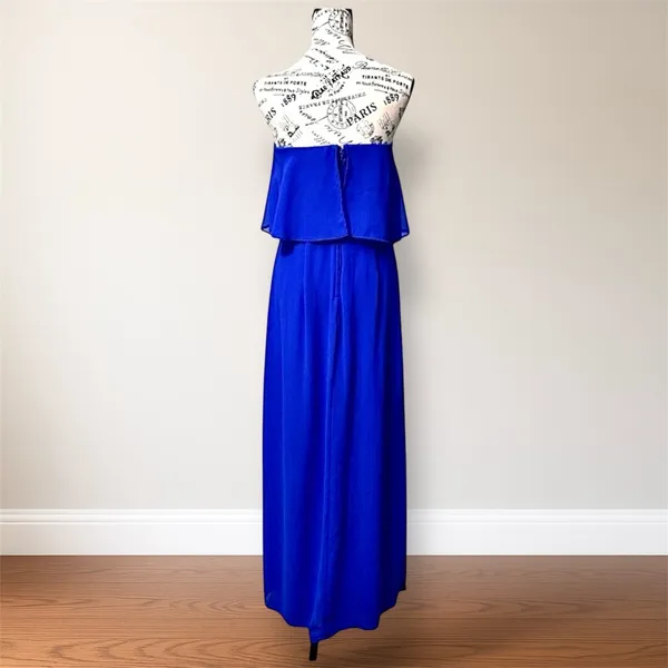 City‎ Triangles Blue Maxi Dress Strapless Chiffon Ruffle Formal Homecoming - Image 4