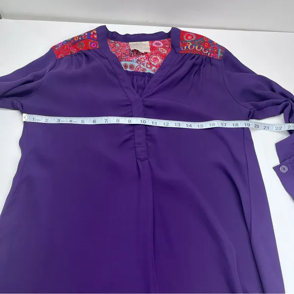 Anthropologie Sincerely Mary Womens SZ Medium Purple Long‎ Sleeve Tunic Top Boho - Image 4