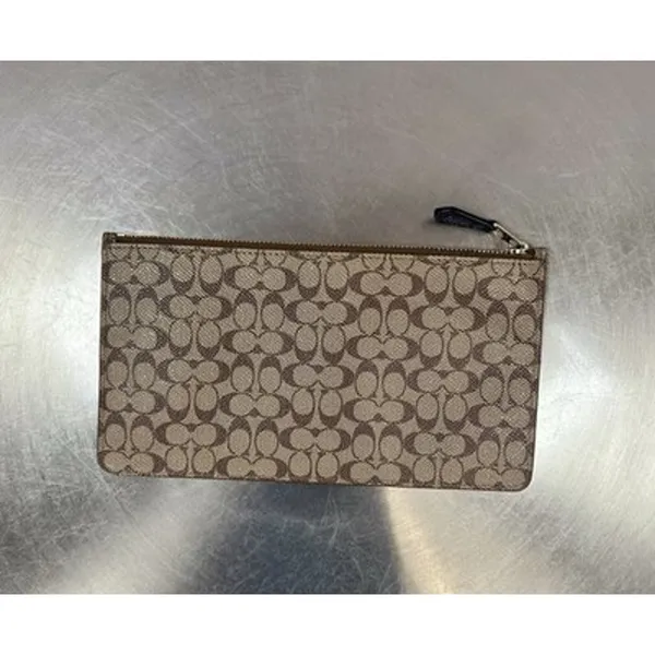 Coach Signature Slim Zip Top Wallet Brown - Image 2