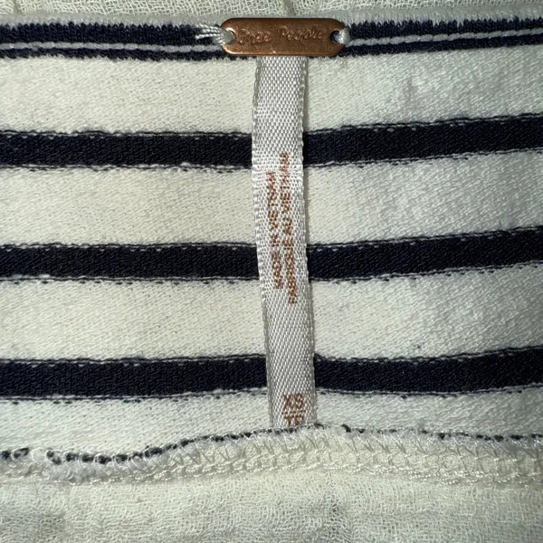 FREE PEOPLE French Kiss Black White Striped High Low Blouse‎ S/S Size XS - Image 7