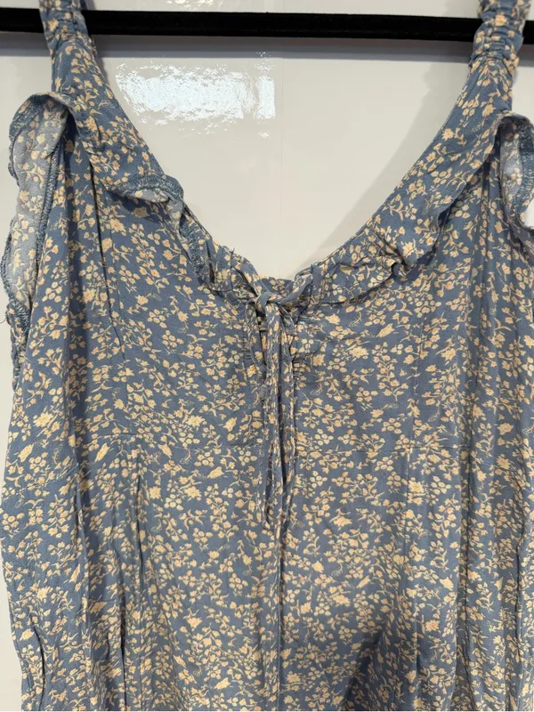 Blue Floral Ruffle-Trim Sleeveless‎ American Eagle summer dress - Image 2