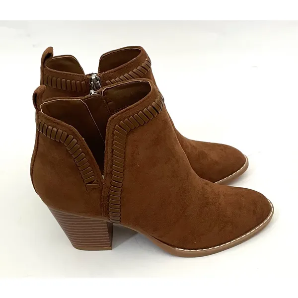 Dolce Vita Heeled Pointed Toe Suede Western Bootie Brown Tan Size 7 NEW - Image 3