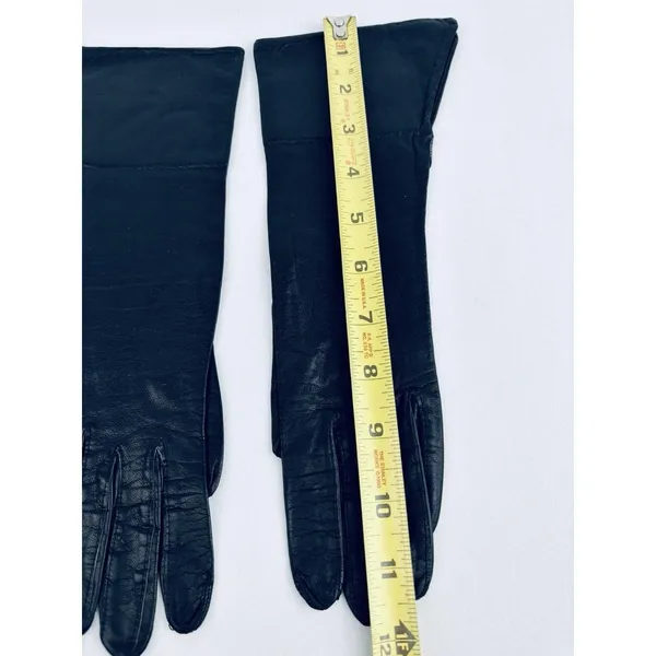 Vintage‎ Black Leather Gloves Size 6 Van Raalte? Opera Classy Chic Driving - Image 5