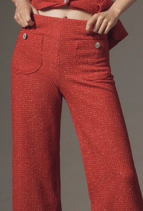 Anthropologie Maeve The Colette Crop Wide-Leg Pants: Tweed Edition, Size 27 - Image 6