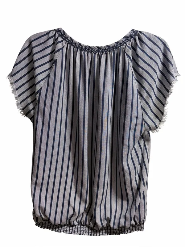 Carve Designs Ladies Navy Stripe Rayon Blouse Size Small - Image 4