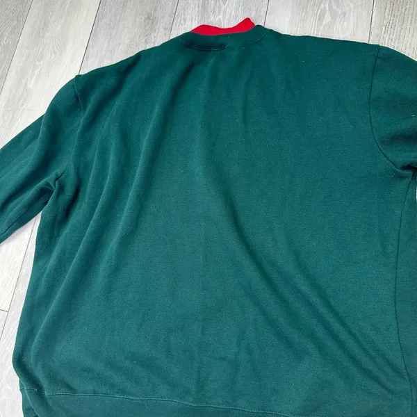 Vintage Bobbie Brooks green 90s Santa christmas‎ embroidered sweatshirt size xl - Image 2