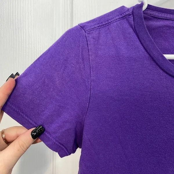 Vintage Aeropostale purple lace embroidered‎ scoop neck cotton y2k casual tshirt - Image 2