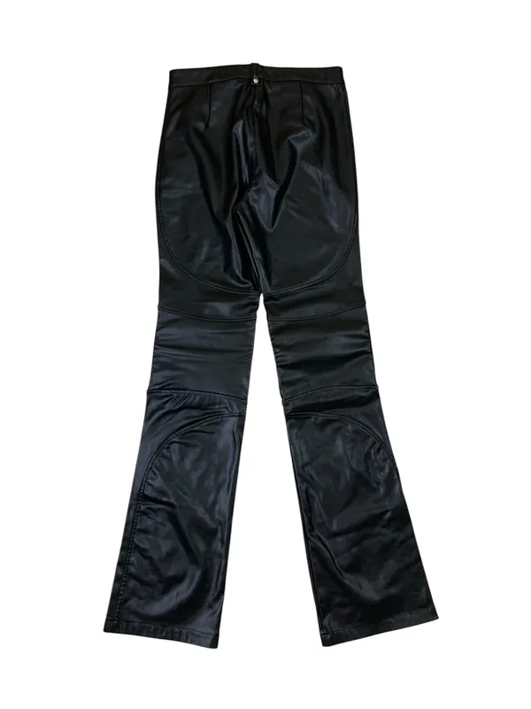 Zara Black Faux Leather Moto Biker Flare Pants Y2K Edgy Streetwear S - Image 3
