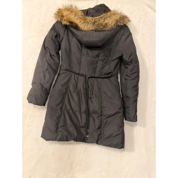 Betsey‎ Johnson Black Puffer Parka Faux Fur Hood Pin Up Girl Lining XS - Image 7