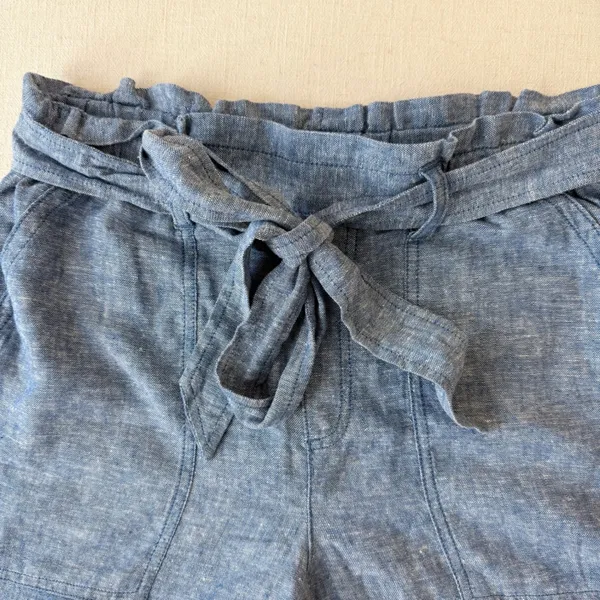 Gap Paperbag Waist Shorts Womens Small Blue Linen Blend High Rise Tie Belt - Image 6