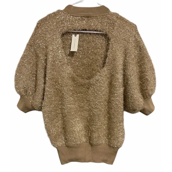 Anthropologie Maeve Violetta SS Tinsel‎ Sweater Honey Women's Size Medium - Image 2