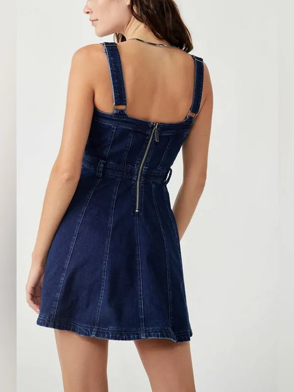 Free People | Margot Denim Mini Dress, Small - Image 3