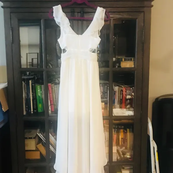 Arden B White Ruffle Cut Out Asymmetric Dress SzXS - Image 5