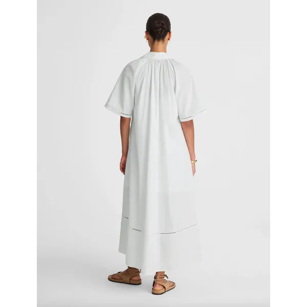 Madewell Poplin Splitneck Midi Shirtdress Cotton White Pockets Relaxed M NWT - Image 4