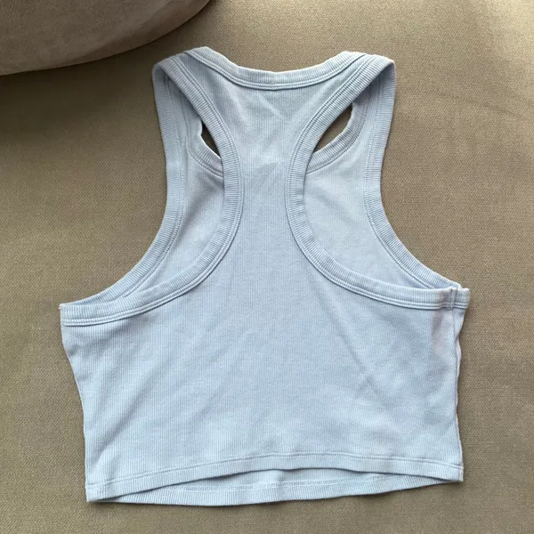 Alo Yoga Aspire Tank Seashell Blue/White S - Image 4