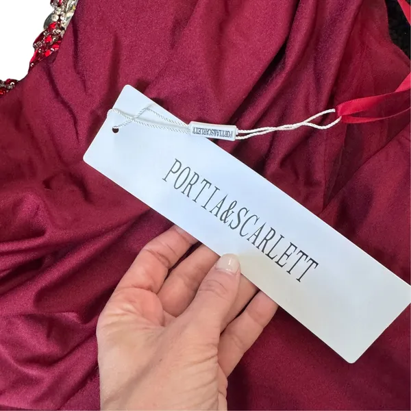 NEW Portia and Scarlett PS22180 Cowl Evening Gown Deep Red - Image 6