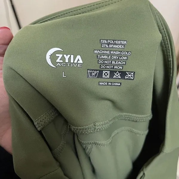 ZYIA ACTIVE high waist light and tight cropped green leggings side pocket large - Image 6