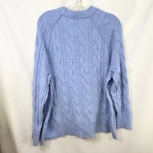 Aerie Small Sweater Cable Knit Periwinkle Blue Raglan Crew Academia Preppy 1691 - Image 2