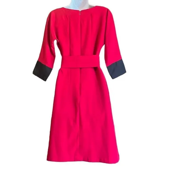Red Black Womens Small Custom Made Fit N‎ Flare Retro Pleat Front Dress OOAK - Image 2