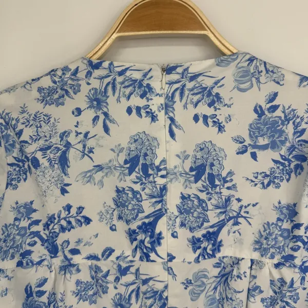 Tuckernuck Ginger Dress Medium Blue Floral Toile Maxi Coastal Grandmother Preppy - Image 11