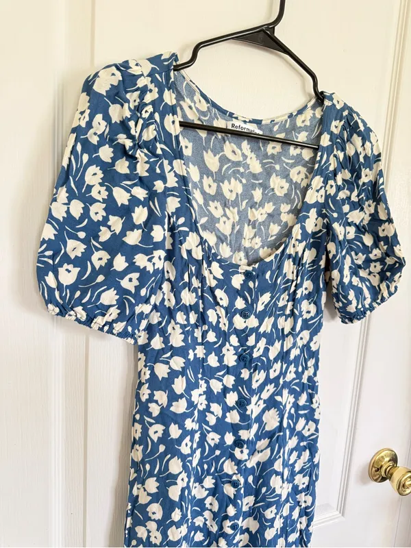 Reformation Beechwood Blue Floral Midi Dress - Image 5