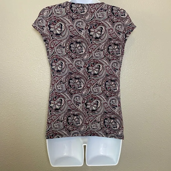 Ann Taylor Dark Feminine Vintage Fairy‎ Grunge Y2K Paisley Boho Blouse L Casual - Image 2