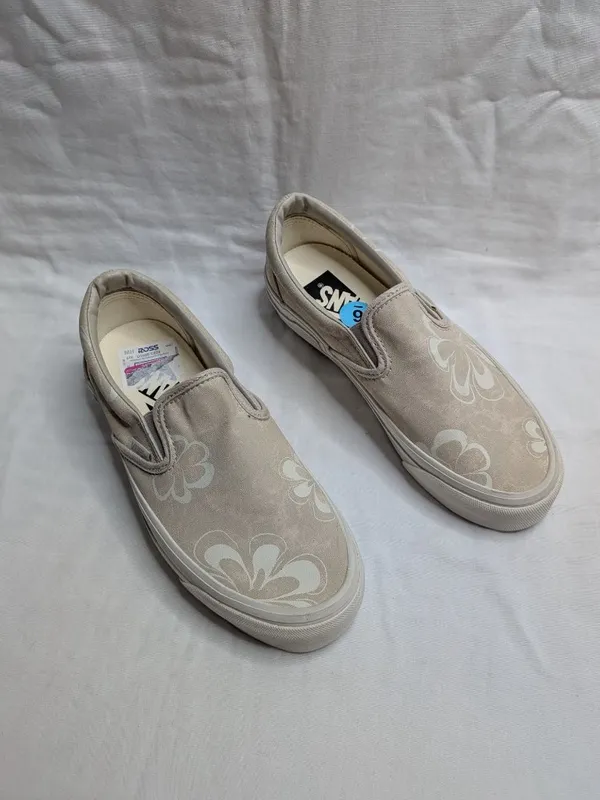 Vans Womens Tan White Slip-On Floral Print Shoes Size 7.5 US - Image 2