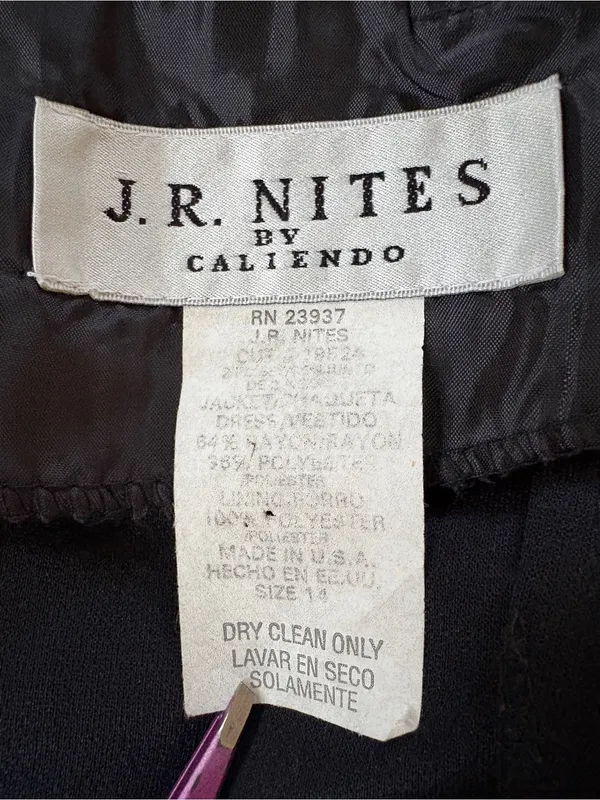 Vintage J.R. Nites by Caliendo Black Tonal Floral Jacquard Maxi Dress - Image 13