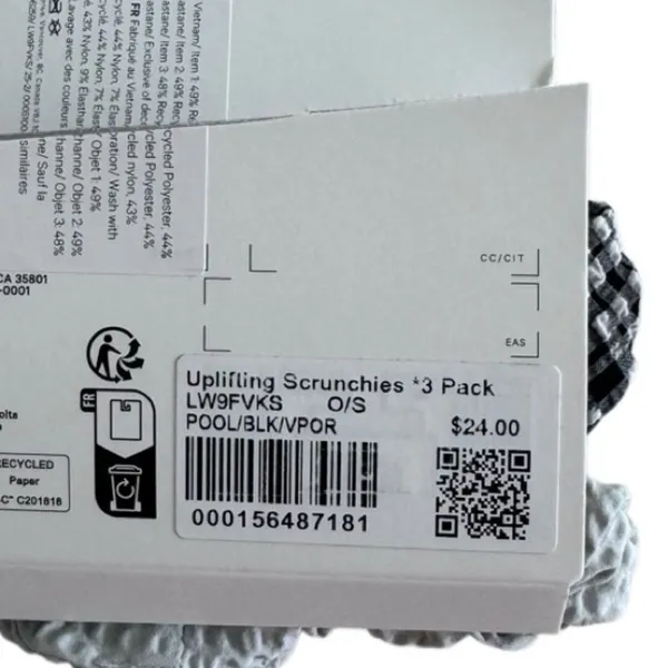 Seersucker Blister Check Lululemon Uplifting Scrunchies 2 Black and White / Vap - Image 5