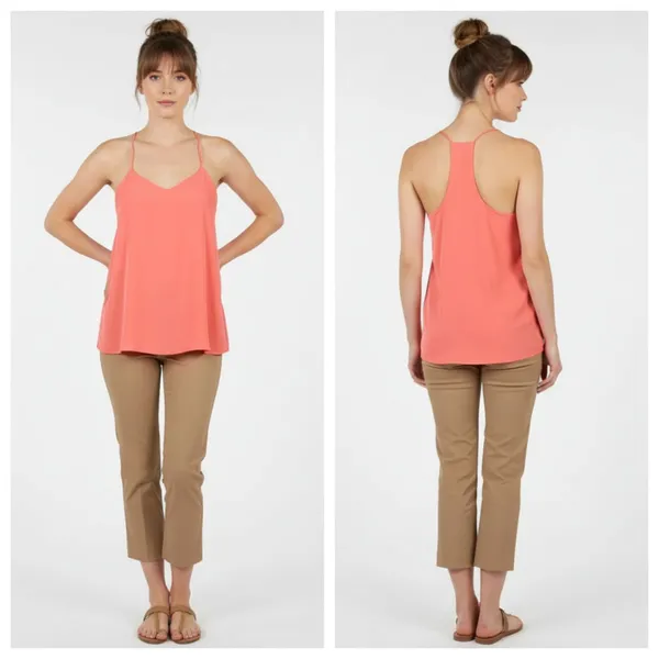 TIBI Silk Coral Orang Sleeveless Halter Top 2 - Image 9