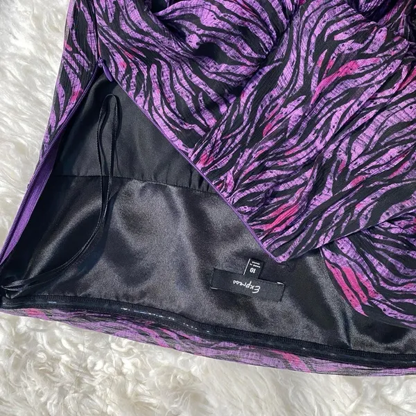Y2k Express Purple Pink Black Zebra Strapless Mini Dress Animal Print Grunge Emo - Image 4