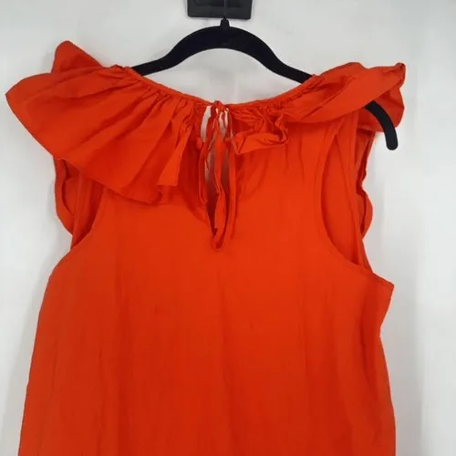 Anthropologie Whit Two Dress Womens Small Orange Ruffle Tiered Midi Boho - Image 12