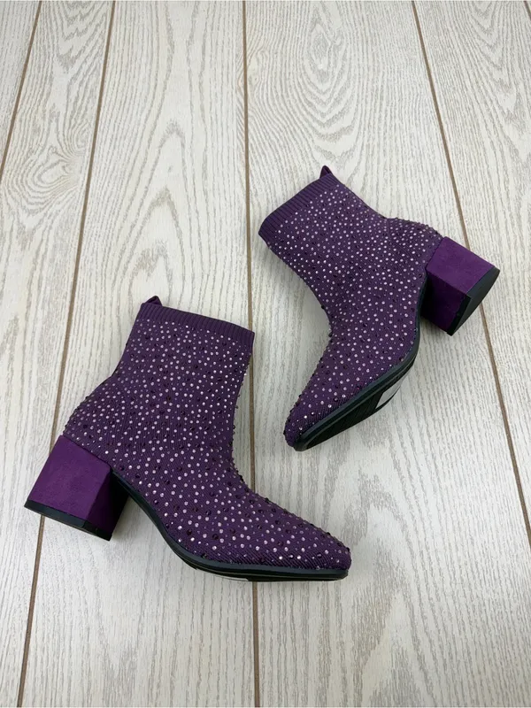 Kenneth Cole Reaction Women's Rida Stretch Jewel Dress Booties 7.5W Purple $109 - Image 3