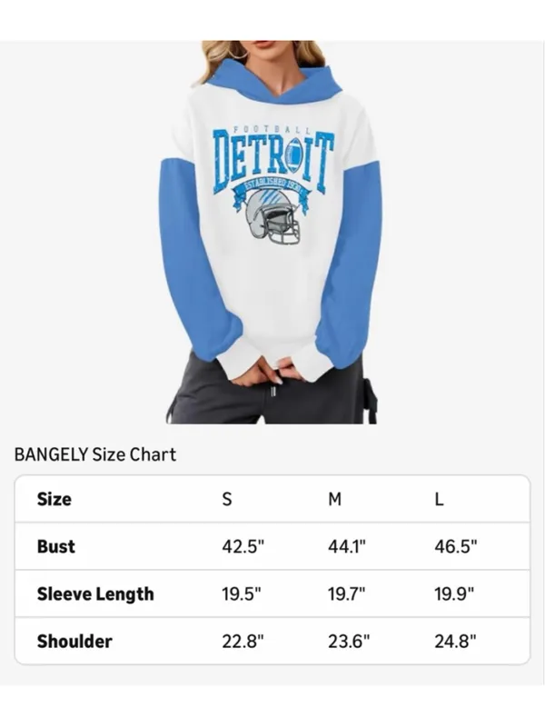 NEW Game Day Detroit Hoodie Football Graphic Pullover Sweatshirt S - Image 3