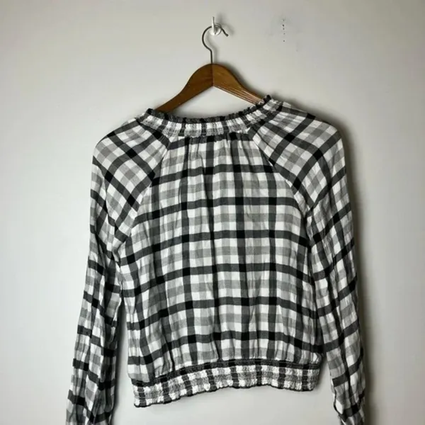 Anthro Cloth & Stone by Anthropologie Black & White Sara Plaid Top - Image 9