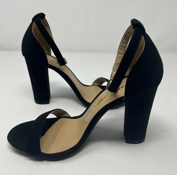 Heels Charm Faux Suede Black Heel Sandals Size 6.5 - Image 7