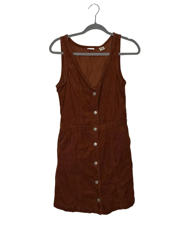 ✨🤎 Levi’s Corduroy Button Front Mini‎ Dress Brown Sleeveless Size Small 🤎✨ - Image 2